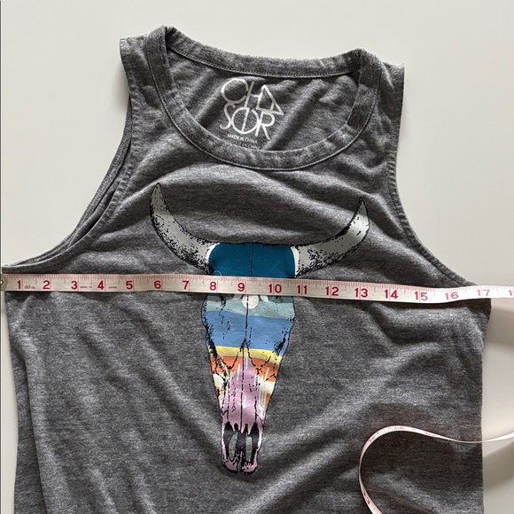 NWOT Chaser Grey Bull Skull Tank Size Small - Picture 6 of 7